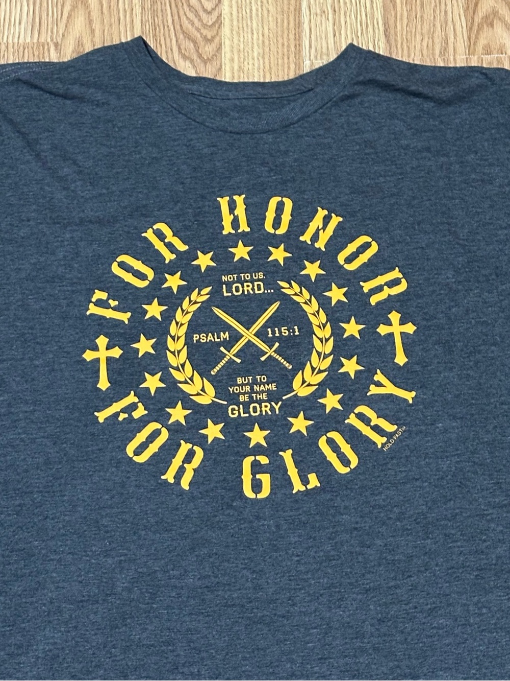 Hold Fast Charcoal Gray w/Yellow Logo 'For Honor For Glory' Graphic Tee -Size 2X